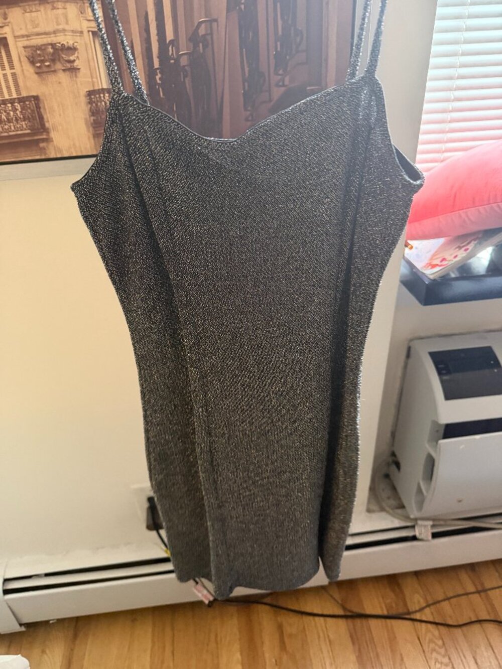 Sparkly silved black cami mini dress